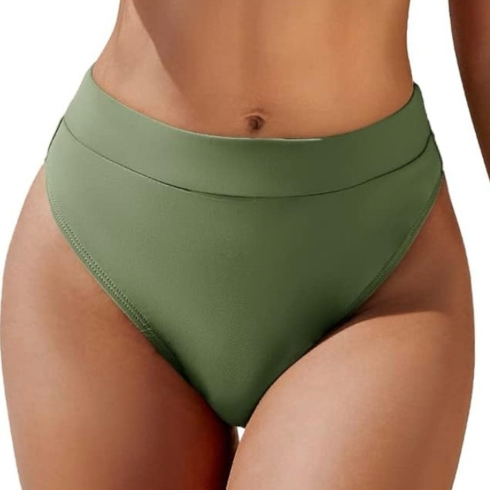 Yacun Olive Green High Rise High Cut Womens Bikini Swimsuit Swim Bottom Size M